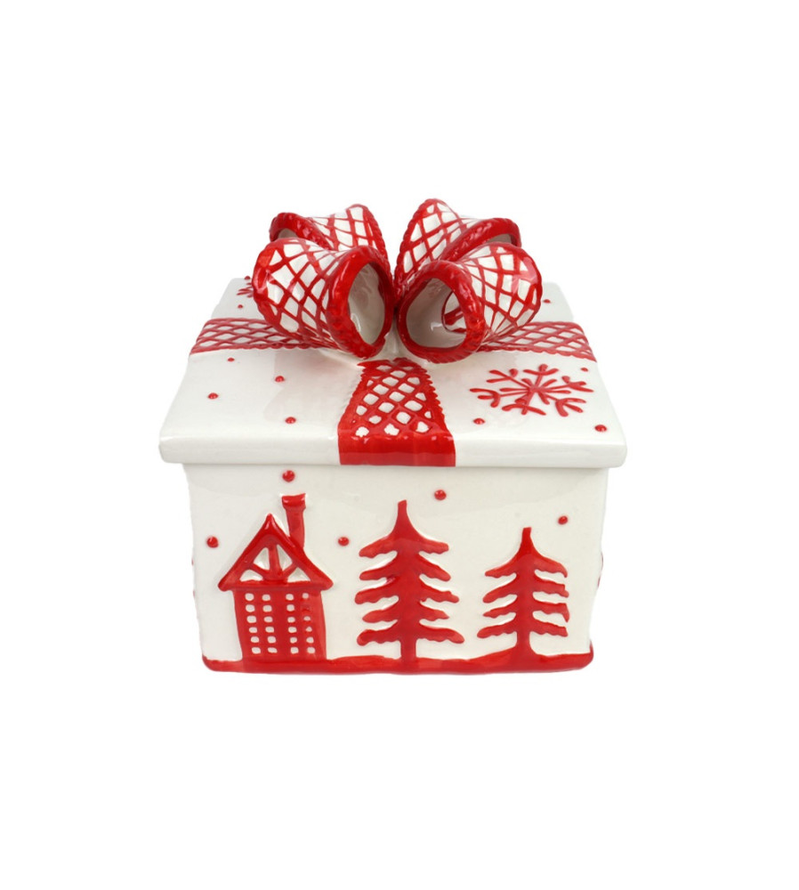 BOMBONERA NAVIDEÑA ROJA 12X13CM BOMBONERA NAVIDEÑA ROJA 12X13CM