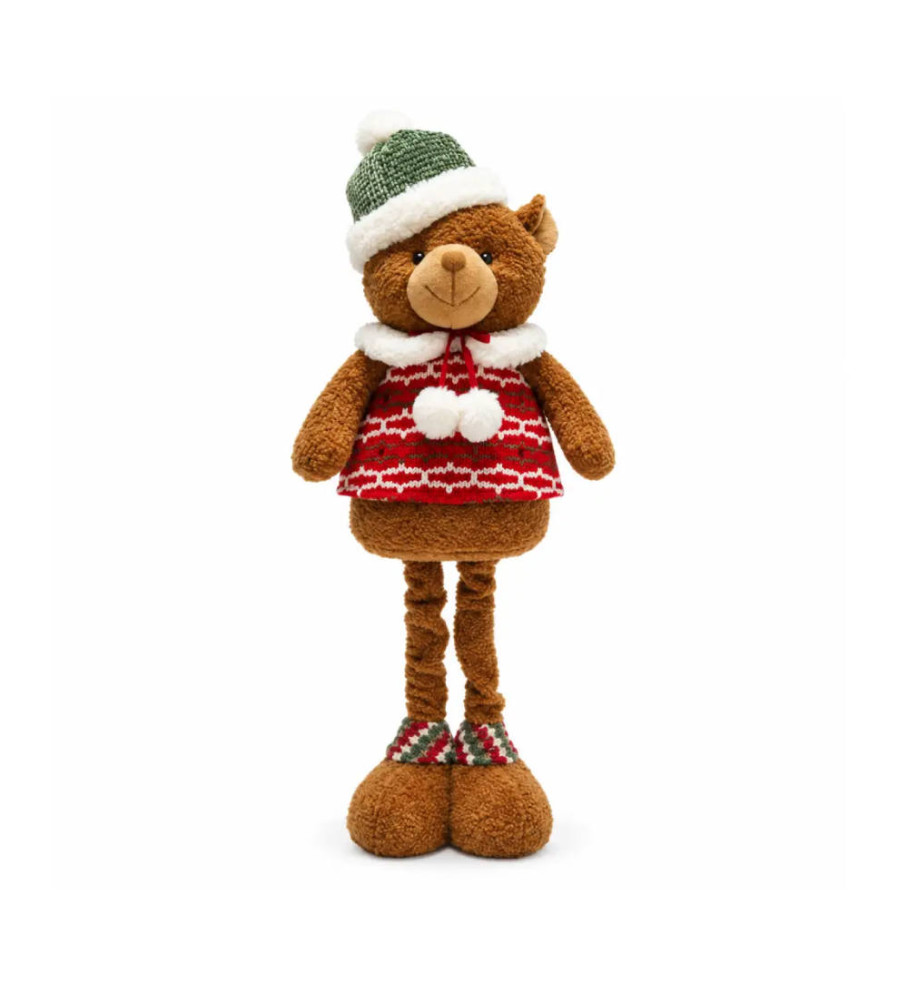 Oso Navideño de Felpa con Gorro Verde 54cm