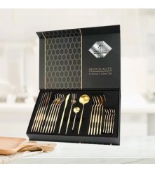 SET DE CUBIERTOS DORADOS