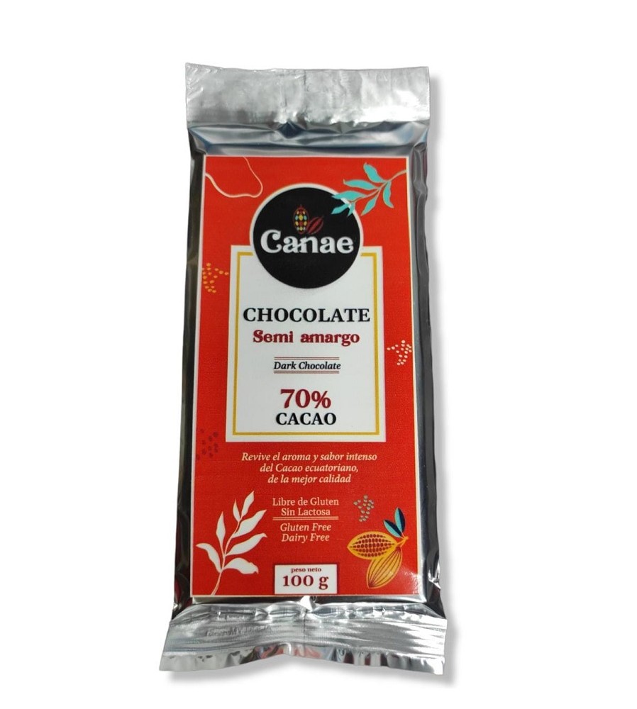 BARRA DE CHOCOLATE SEMIAMARGO 70% CACAO CANAE 100 GR BARRA DE CHOCOLATE SEMIAMARGO 70% CACAO CANAE 100 GR