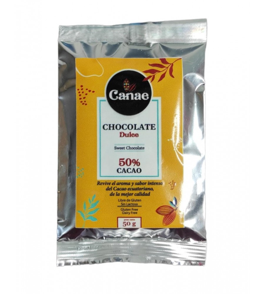 BARRA DE CHOCOLATE DULCE 50% CACAO CANAE 50 GR BARRA DE CHOCOLATE DULCE 50% CACAO CANAE 50 GR