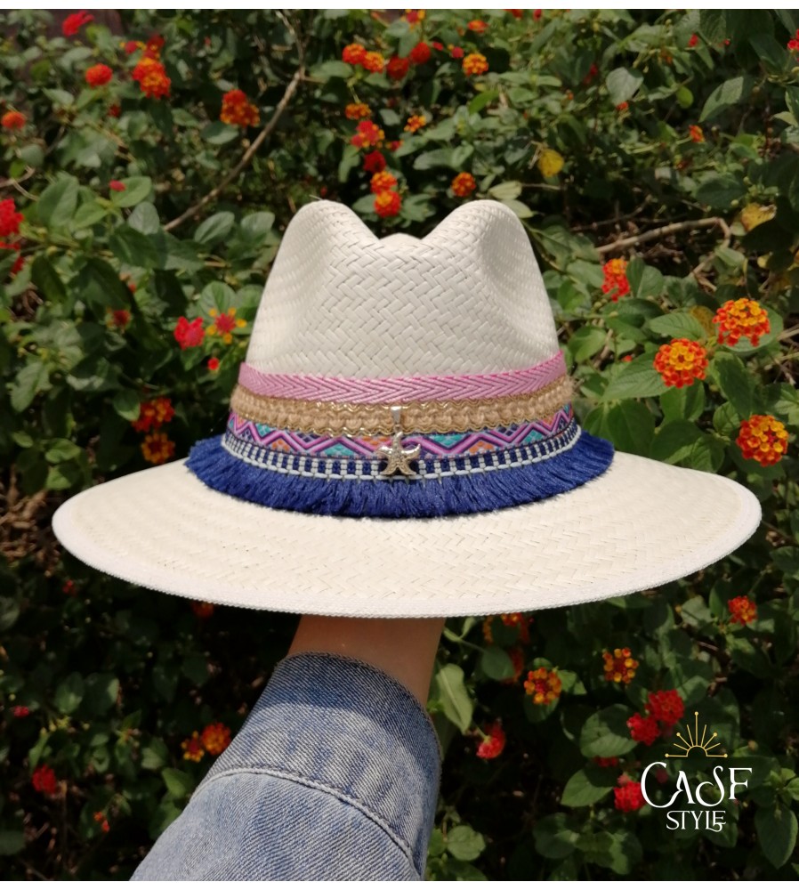 DOLLY  Sombrero country para mujer paja natural con bordados y