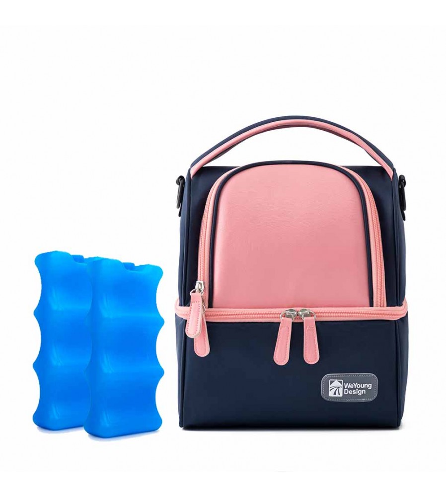BOLSO TÉRMICO AZUL/ROSA + 2 PILAS DE HIELO ÚPALE