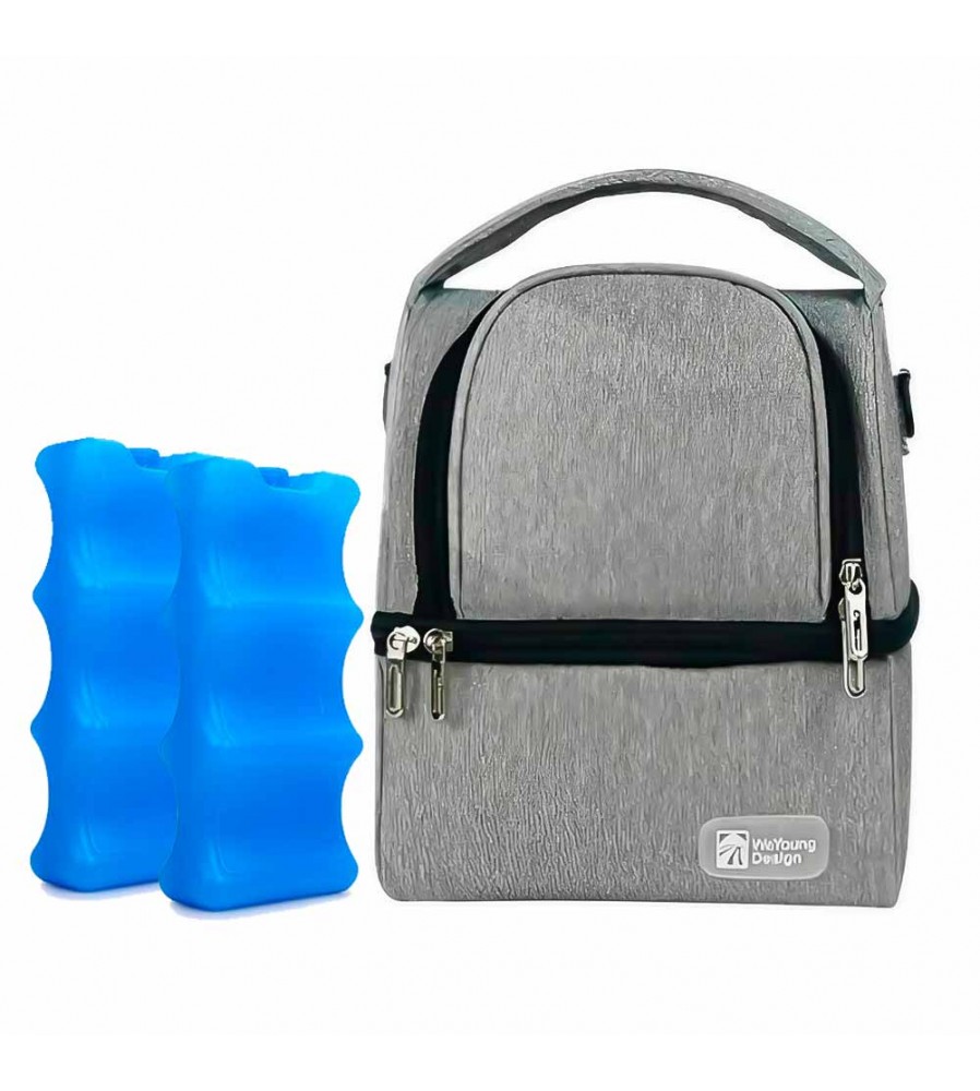 BOLSO TÉRMICO GRIS /NEGRO + 2 PILAS DE HIELO ÚPALE