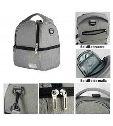 BOLSO TÉRMICO GRIS /NEGRO + 2 PILAS DE HIELO ÚPALE