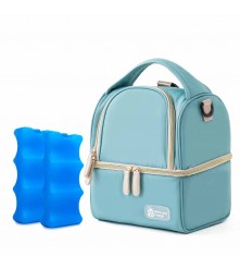 BOLSO TÉRMICO TURQUESA/DORADO + 2 PILAS DE HIELO ÚPALE