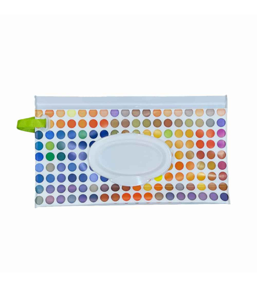 Estuche Porta Pañito Úpale Blanco Puntos Azules Y Naranjas Estuche Porta Pañito Úpale Blanco Puntos Azules Y Naranjas