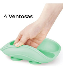 Plato De Silicona para Bebés Úpale Beige 4 Ventosas