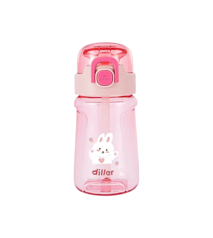 Tomatodo Plástico Para Niños Con Sorbete Coneja Rosa 350ml Úpale