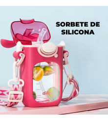 Tomatodo Plástico Para Niños Con Sorbete Conejo Blanco-Verde 400ml Úpale