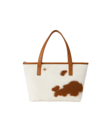CARTERA MONACO DE CUERO AFELPADO BLANCO Y CAFE