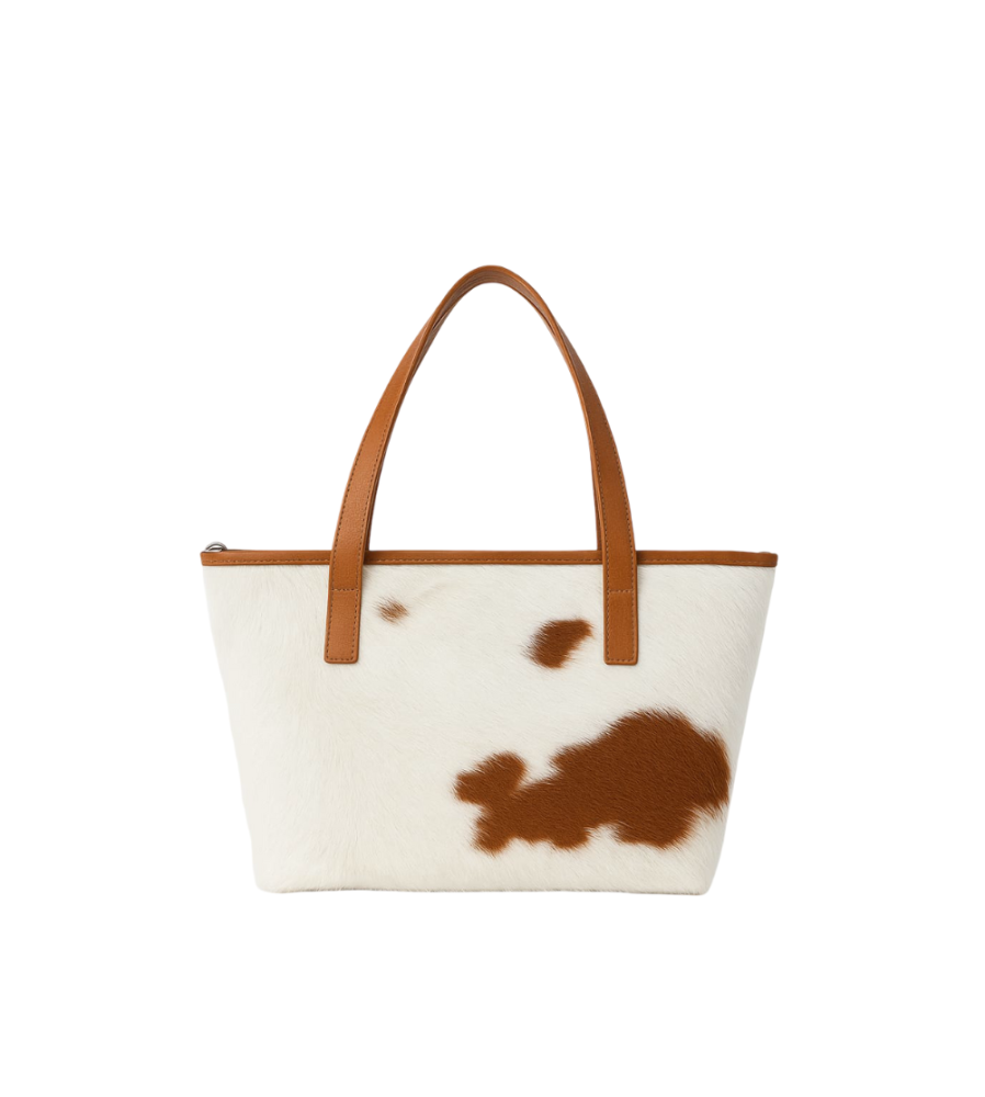 CARTERA MONACO DE CUERO AFELPADO BLANCO Y CAFE
