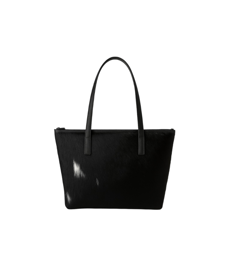 CARTERA MONACO DE CUERO AFELPADO NEGRO