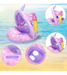 Flotador De Piscina con Techo Inflable para bebés Amarillo